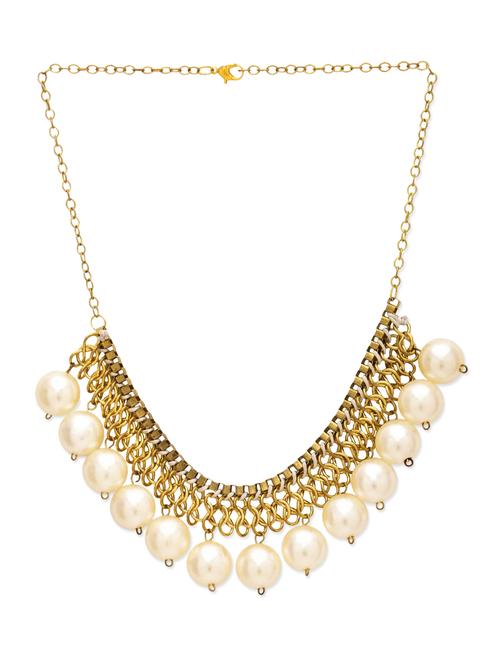 gold and white crystal necklace - 12086818 - Very Small Image - 1