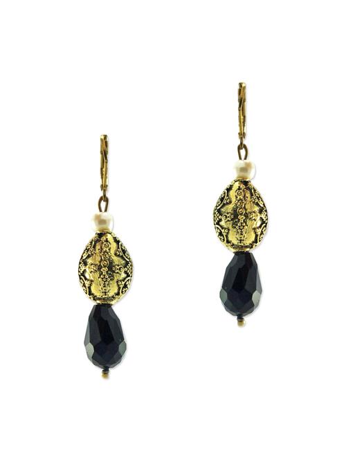 black and gold metal earrings - 12087606 - Very Small Image - 1