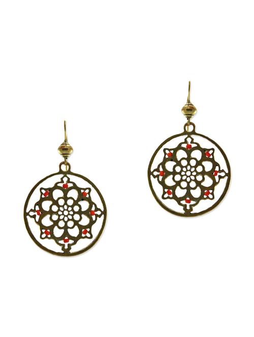 antique gold jaali metal earrings - 12087607 - Very Small Image - 1