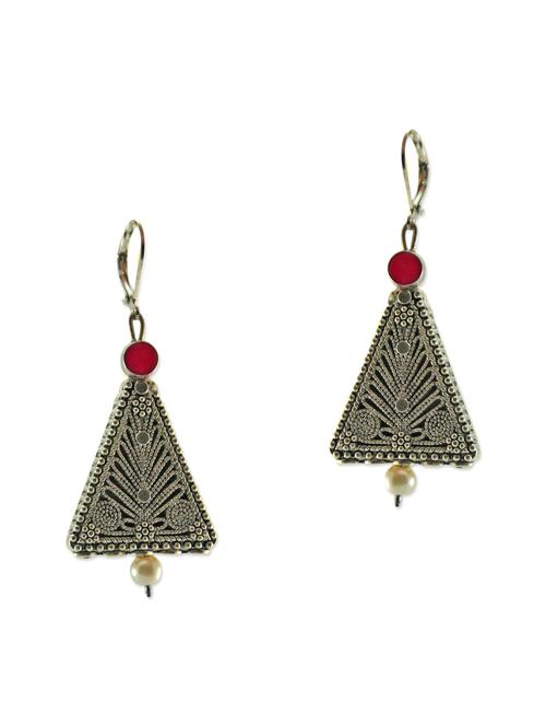 antique silver triangular metal earrings - 12087614 - Very Small Image - 1
