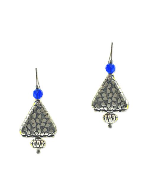 antique silver triangular metal earrings - 12087616 - Very Small Image - 1