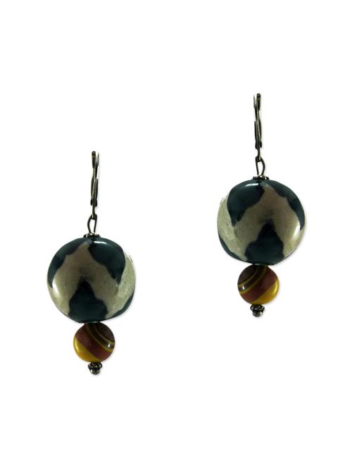 multicoloured porcelain bead embellished earrings - 12087620 - Very Small Image - 1