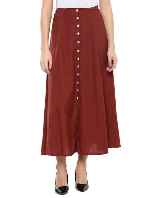 solid brown crepe skirt - 12087635 - Very Small Image - 1