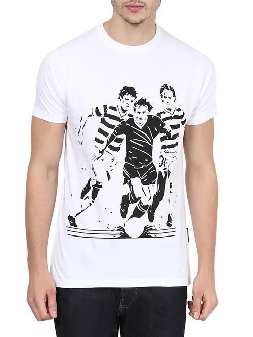 white cotton front print t-shirt - 12090817 - Very Small Image - 1