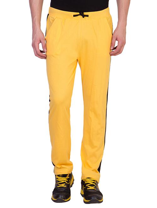 yellow cotton full length track pant - 12090992 - Very Small Image - 1
