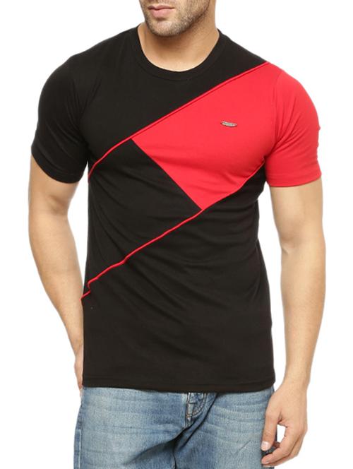 black cotton color block t-shirt - 12097583 - Very Small Image - 1