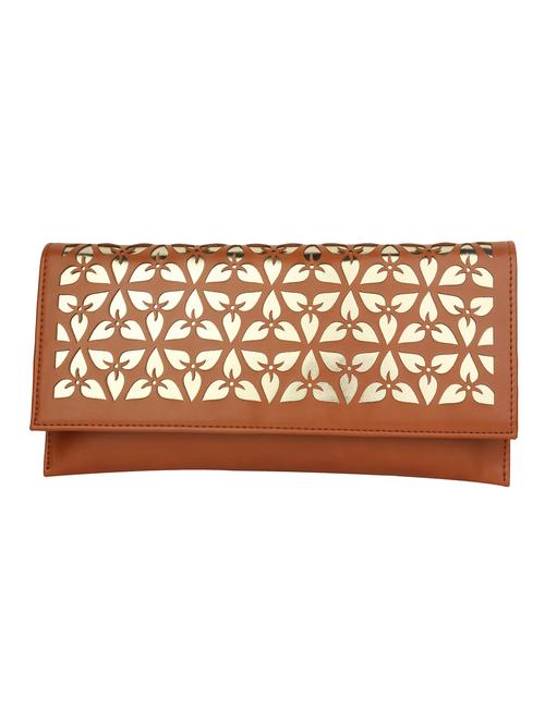 tan leatherette textured clutch - 1209873 - Very Small Image - 1