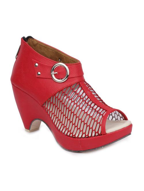 red cut work fabric sandal - 12099424 - Very Small Image - 1