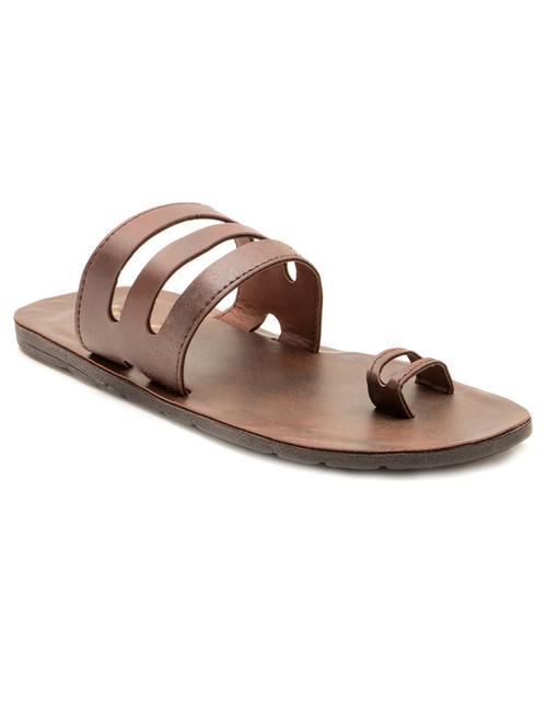 brown leatherette slip on slipper - 12101644 - Very Small Image - 1