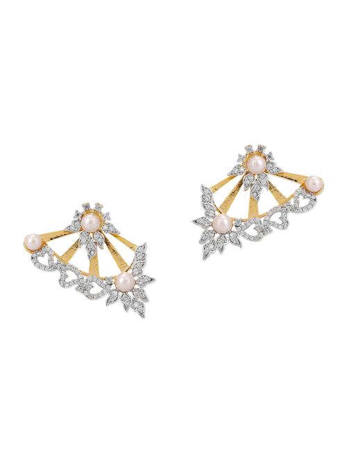 gold copper studs earrings - 12102361 - Very Small Image - 1