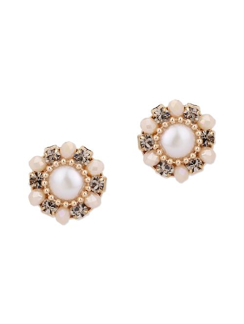 white copper studs earrings - 12102365 - Very Small Image - 1