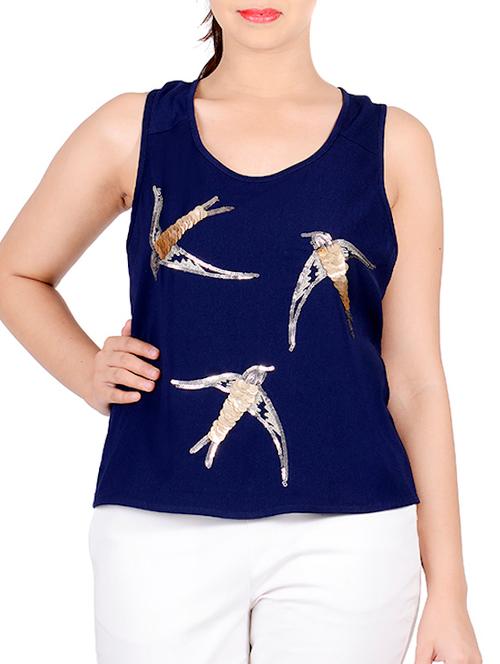 navy blue polyester regular top - 12105333 - Very Small Image - 1