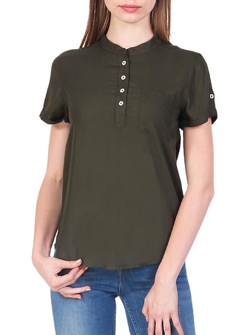 green viscose top - 12105354 - Very Small Image - 1