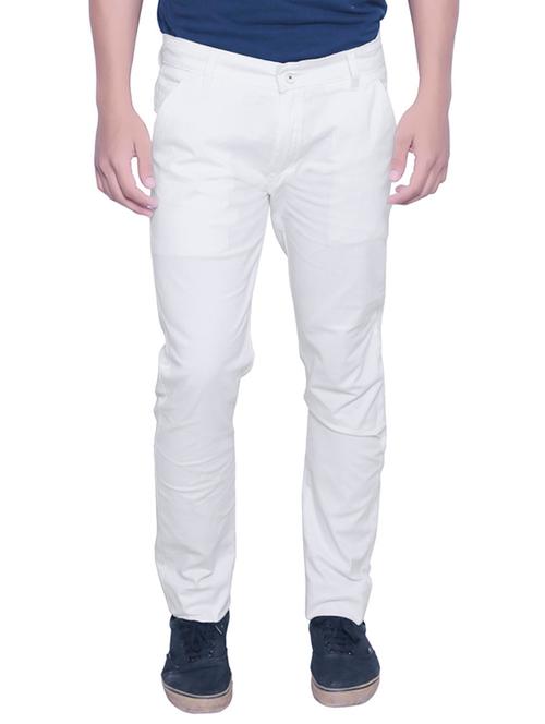 white cotton chinos casual trousers - 12105369 - Very Small Image - 1