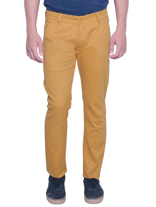 yellow cotton chinos casual trousers - 12105371 - Very Small Image - 1
