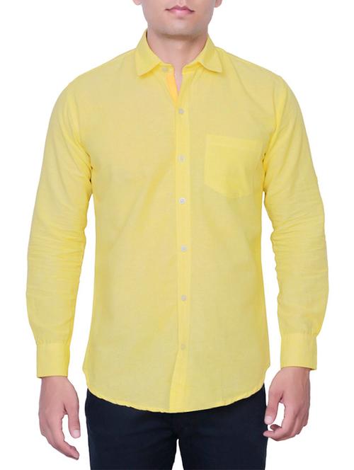 yellow cotton casual shirt - 12105379 - Very Small Image - 1