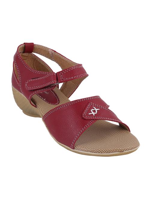 maroon leatherette sandal - 12107180 - Very Small Image - 1