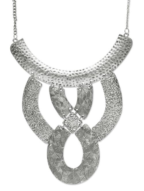 silver metallic bold statement necklace - 1210809 - Very Small Image - 1