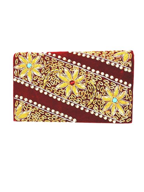 red hand embroidered rayon clutch - 1211290 - Very Small Image - 1