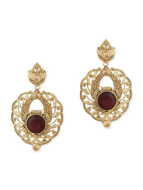Maroon metal drop earring - 12113737 - Very Small Image - 1