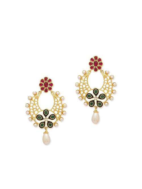 Multi colored metal drop earrings - 12113856 - Very Small Image - 1