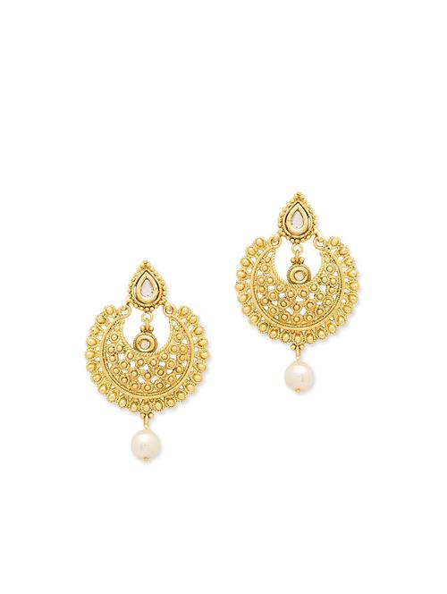 gold metal chandbali earring - 12113860 - Very Small Image - 1