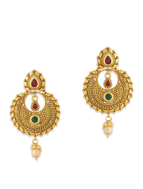 gold copper chandbali earring - 12113973 - Very Small Image - 1