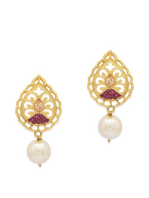 gold metal drop earrings - 12113994 - Very Small Image - 1