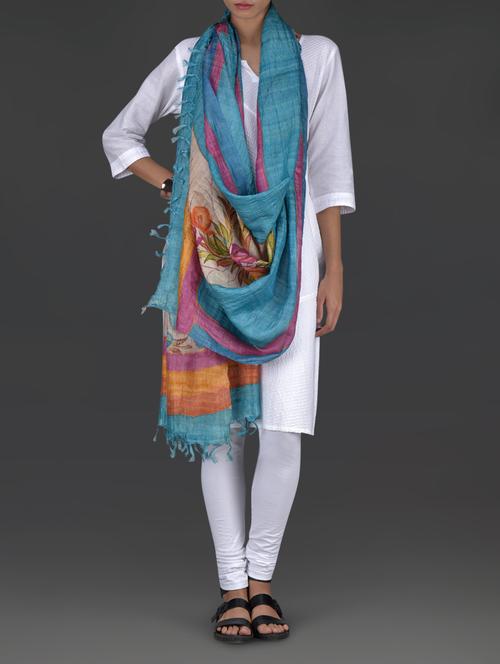 light blue tussar silk dupatta - 1211611 - Very Small Image - 1