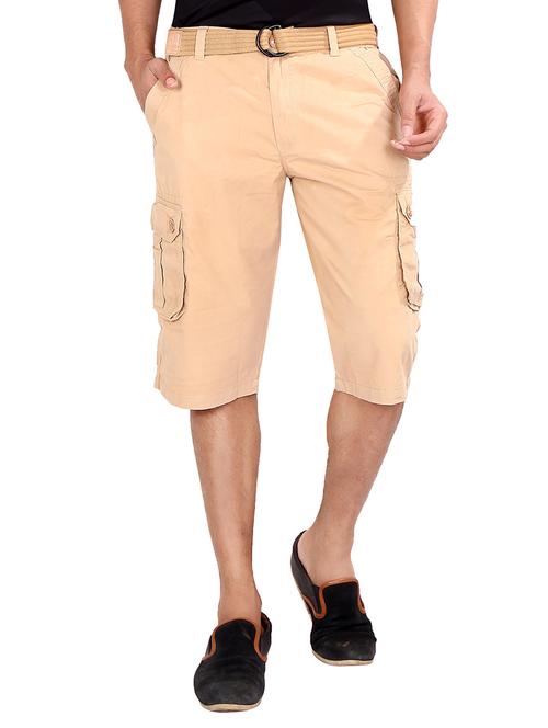 beige cotton cargos short - 12117044 - Very Small Image - 1