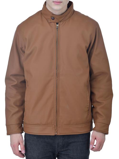 brown leather casual jacket - 12118743 - Very Small Image - 1