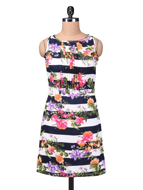 Multicolored Polycrepe Printed Dress - 1212043 - Very Small Image - 1