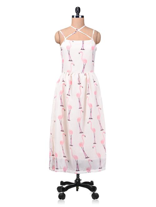 White Cotton Printed Dress - 1212045 - Very Small Image - 1