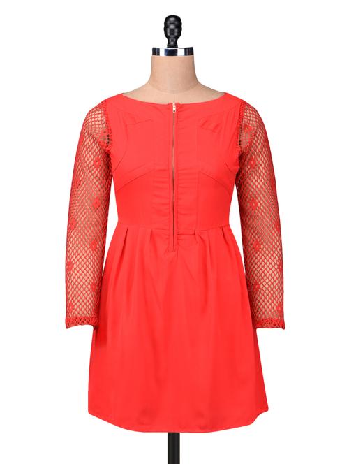 Solid Red Polycrepe Dress - 1212059 - Very Small Image - 1