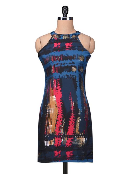 Multicolored Polycrepe Printed Dress - 1212083 - Very Small Image - 1