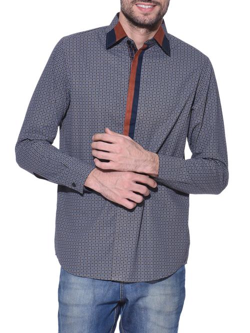 grey cotton casual shirt - 12125094 - Very Small Image - 1