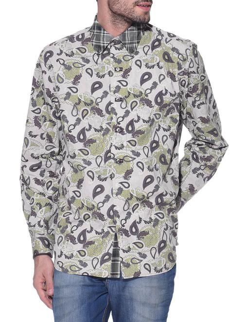 brown cotton casual shirt - 12125098 - Very Small Image - 1