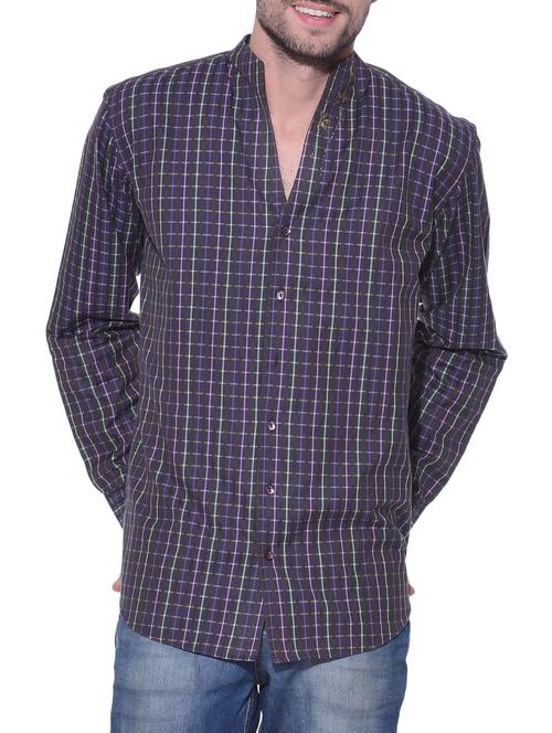 purple cotton casual shirt - 12125112 - Very Small Image - 1