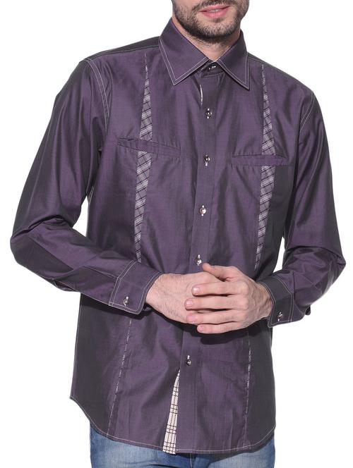 purple cotton casual shirt - 12125222 - Very Small Image - 1