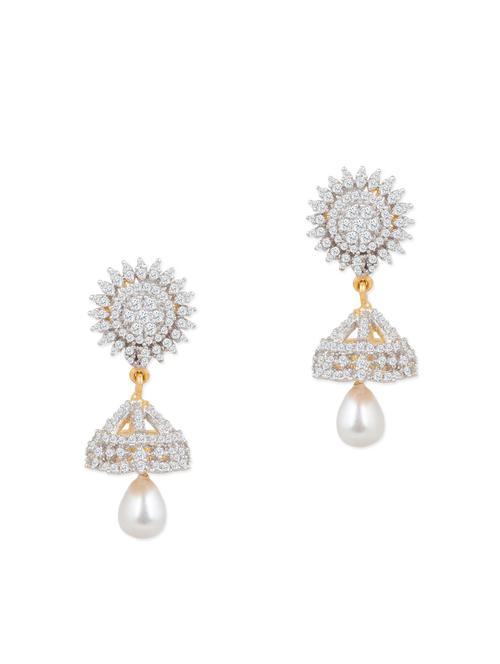 white brass drop earring - 12130437 - Very Small Image - 1