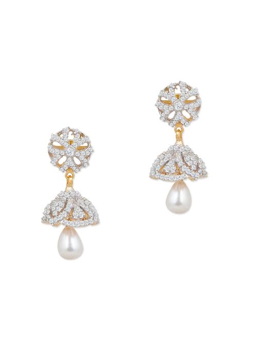 white brass drop earring - 12130441 - Very Small Image - 1