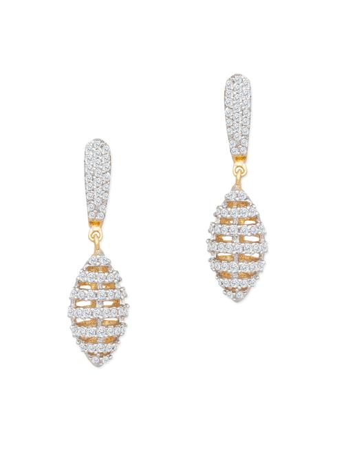 white brass drop earring - 12130446 - Very Small Image - 1