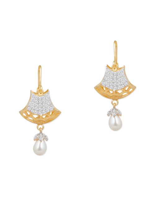 white brass drop earring - 12130448 - Very Small Image - 1