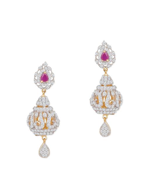 white brass drop earring - 12130449 - Very Small Image - 1
