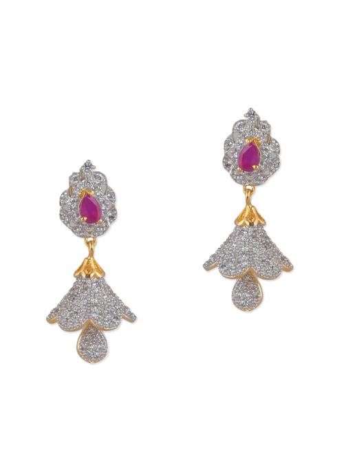 white brass drop earring - 12130454 - Very Small Image - 1