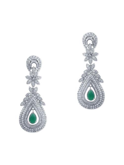 white brass drop earring - 12130455 - Very Small Image - 1