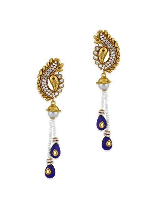 gold brass drop earring - 12130496 - Very Small Image - 1