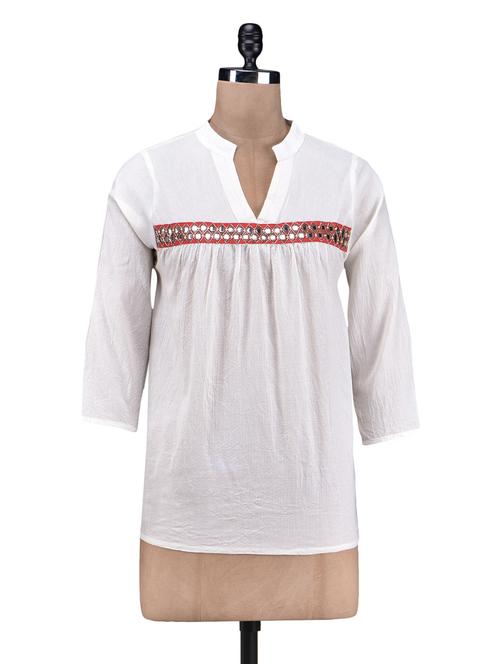 White Cotton Textured Top - 1213060 - Very Small Image - 1