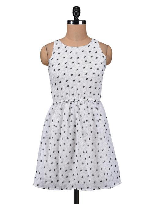 white and black polygeorgette printed mini dress - 1213178 - Very Small Image - 1