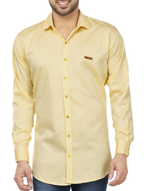 yellow cotton casual shirt - 12132906 - Very Small Image - 1